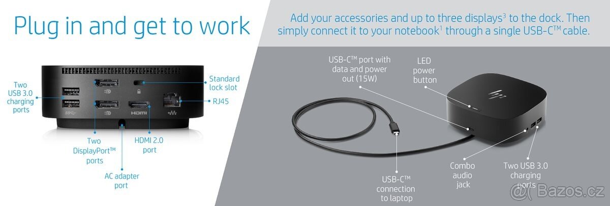 HP USB-C G5 Dock Univerzální dokovací stanice pro notebooky - 2