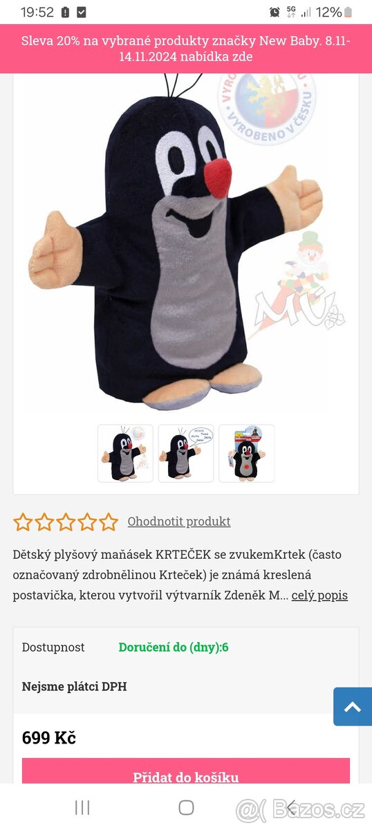 Plyšový Krteček hračka krtek hra Pojď si hrát - 2