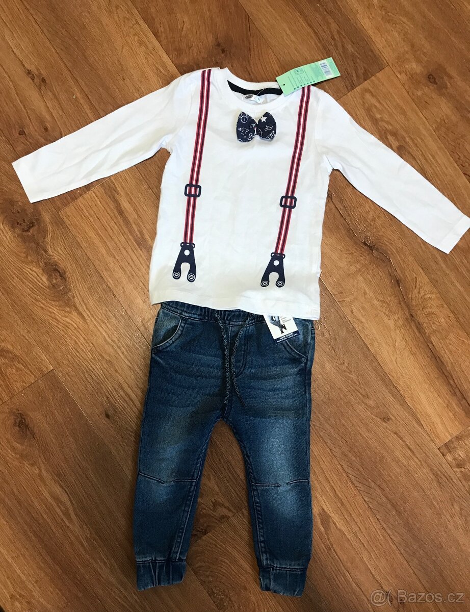 Set kalhoty / rifle a tricko s motylkem - 2