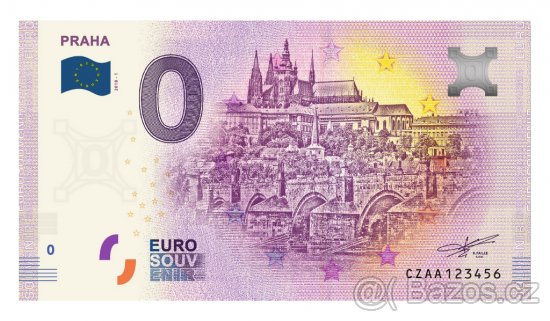 0 Euro bankovka PRAHA - Pražský hrad alebo Karluv most - 2