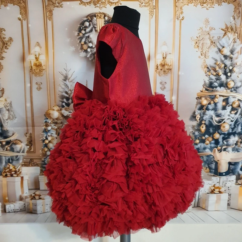 Dětské slavnostní šaty v červené barvě - 2