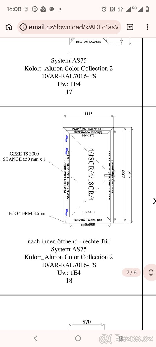 Prodám vchodové hliníkové dveře - 2