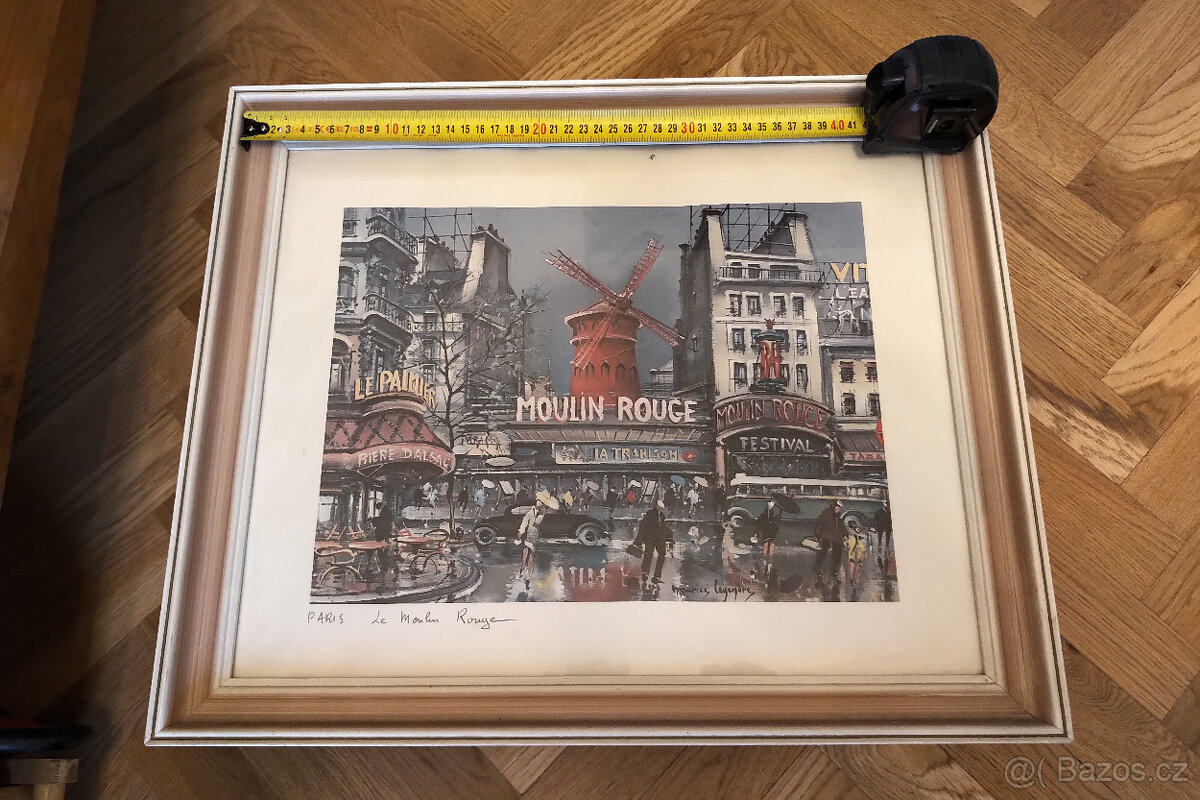 Staré obrázky Paříž a květiny, 5 ks - 2