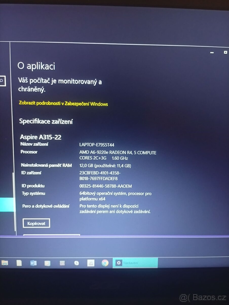 Prodam acer aspire A315-22 funkční - 2