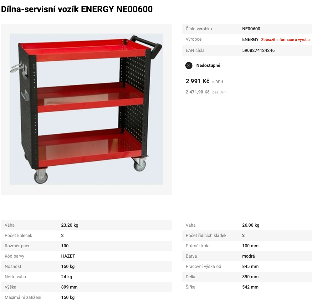 Výprodej kanceláře - vybavení – Dílenský vozík 1500 Kc - 2