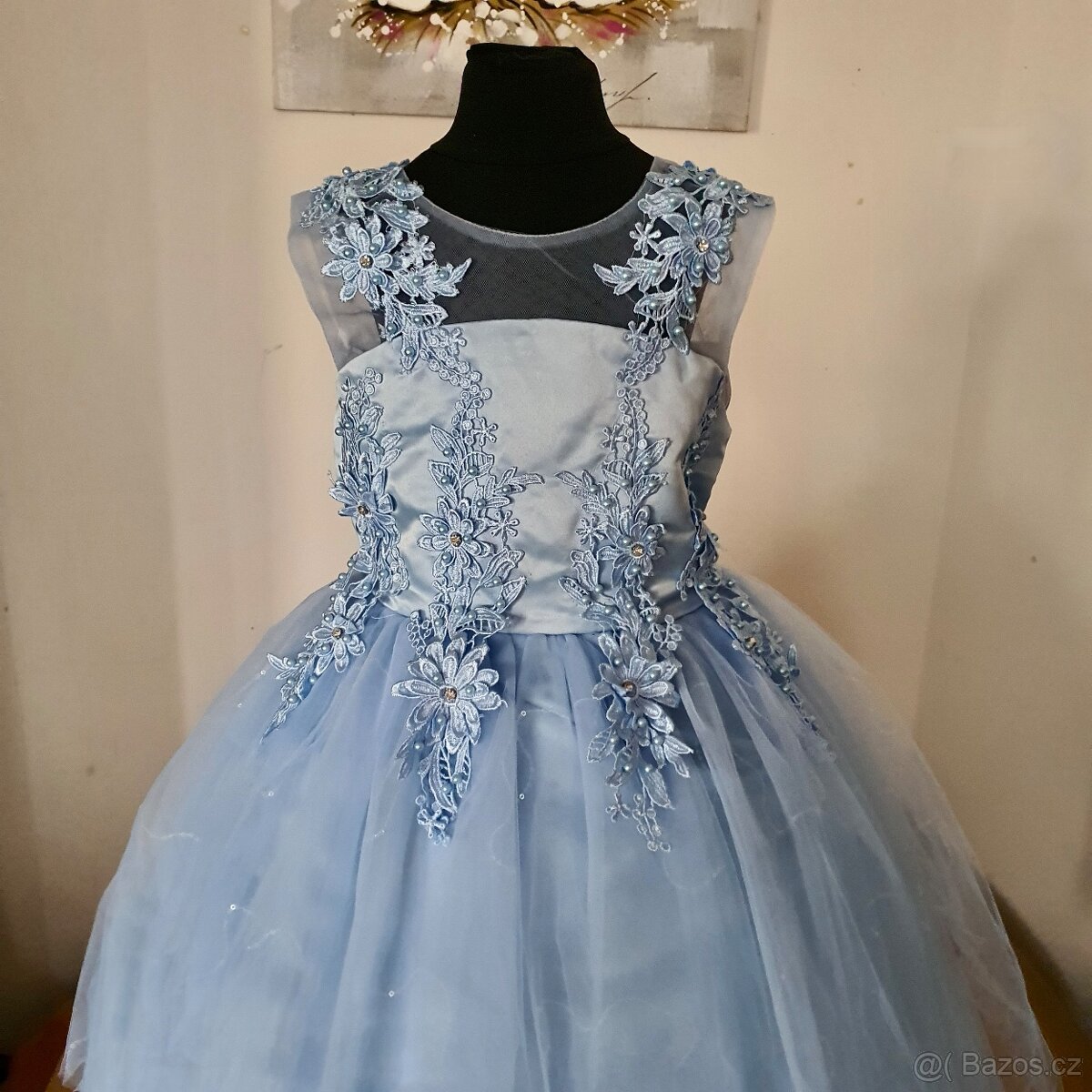 Světle modré elegantní dětské slavnostní šaty - 2