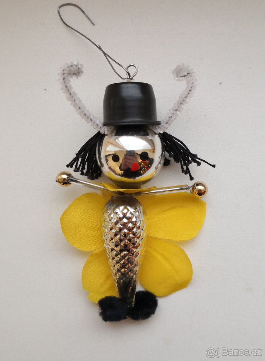 Retro vianočné ozdoby 2x motýľ - 2