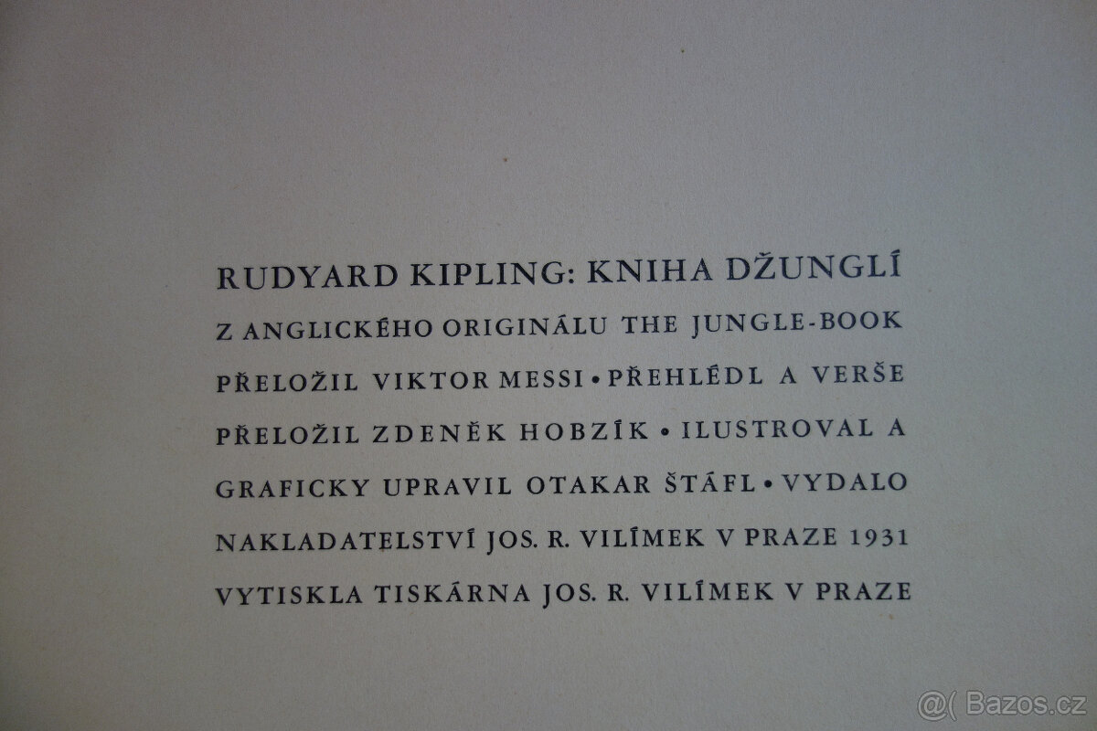Kniha džunglí_vydání z r. 1931 - 2