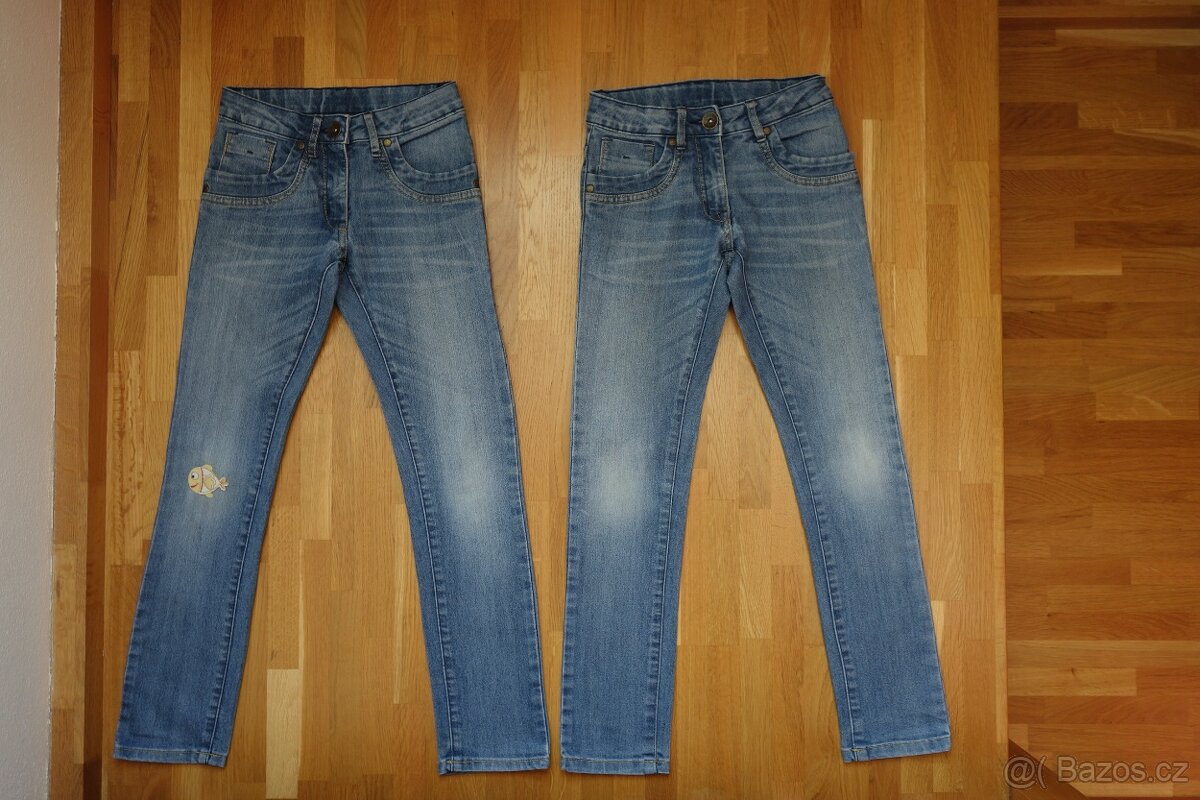 2x dívčí rifle, džíny pro dvojčata vel.134 - 2