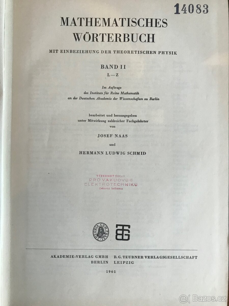 Mathematisches Wórterbuch - První i druhý díl - 2