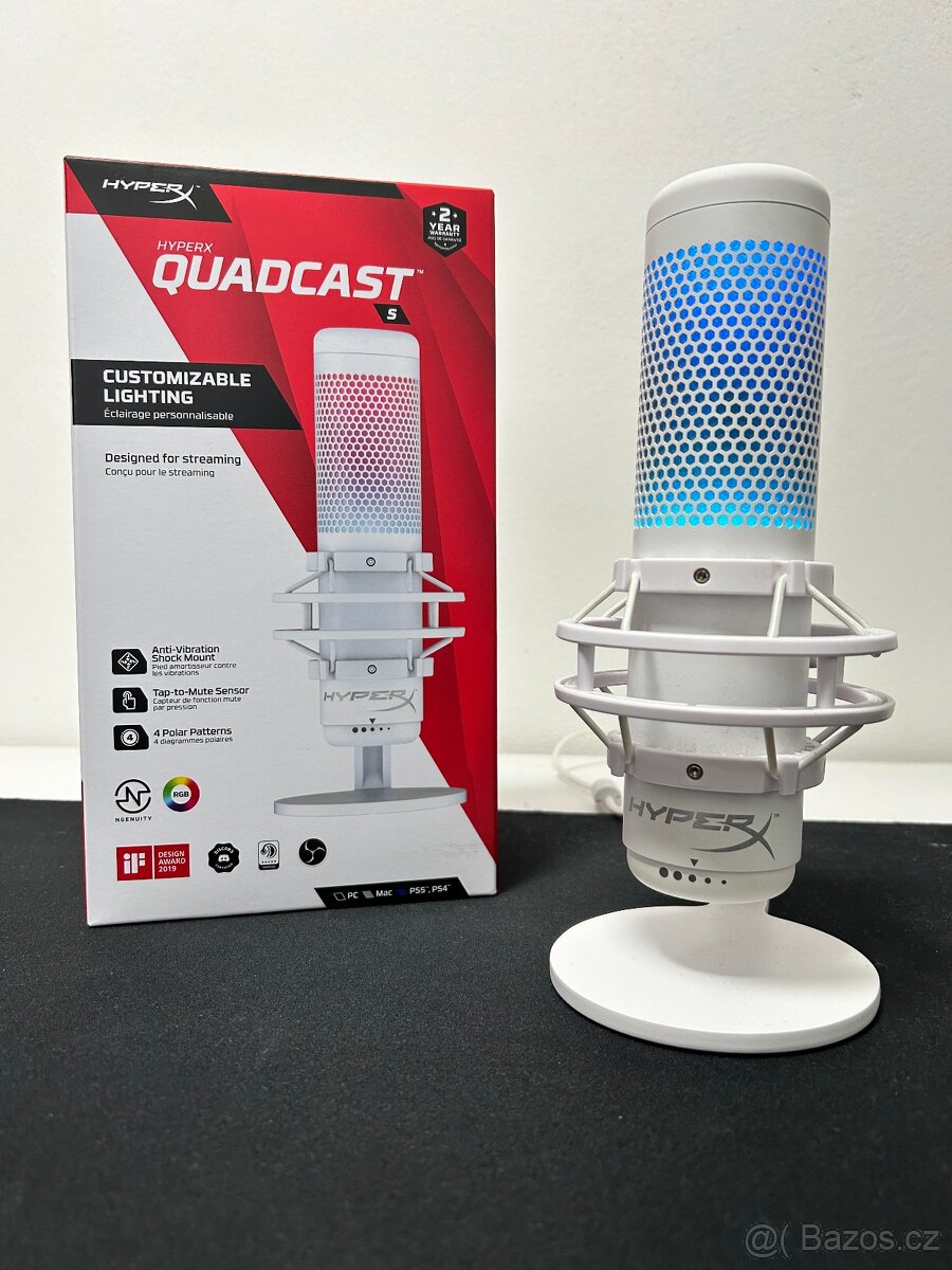 Mirkofon HyperX QuadCast S (White Edition) + rameno ZDARMA - 2