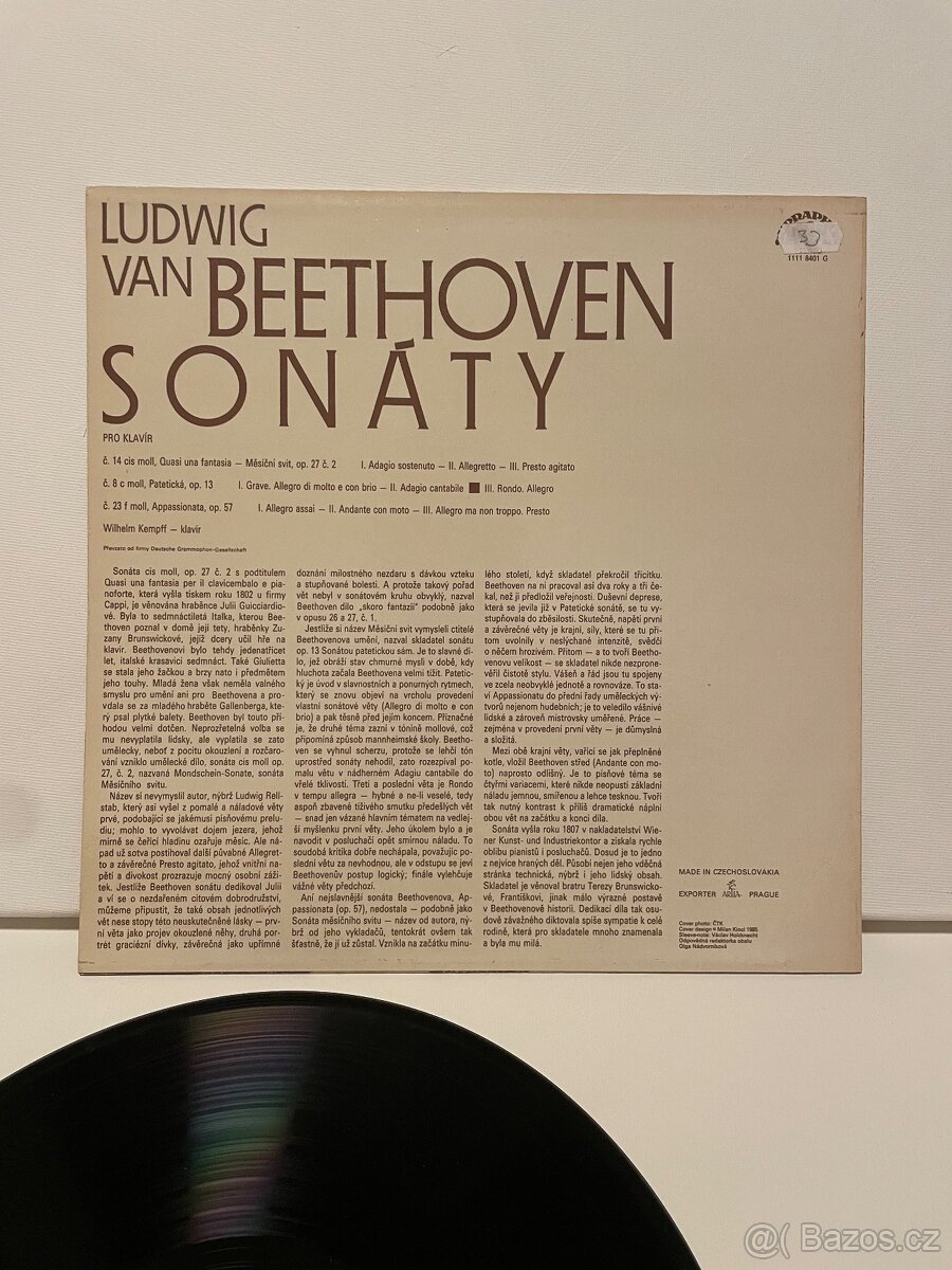 LUDWIG VAN BEETHOVEN - SONÁTY PRO KLAVÍR LP - 2