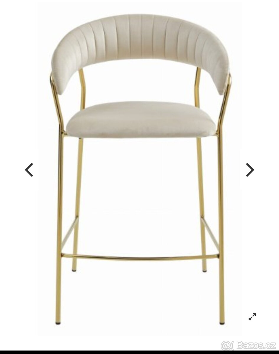 Barová židle BADIA - béžový samet 2ks - 2