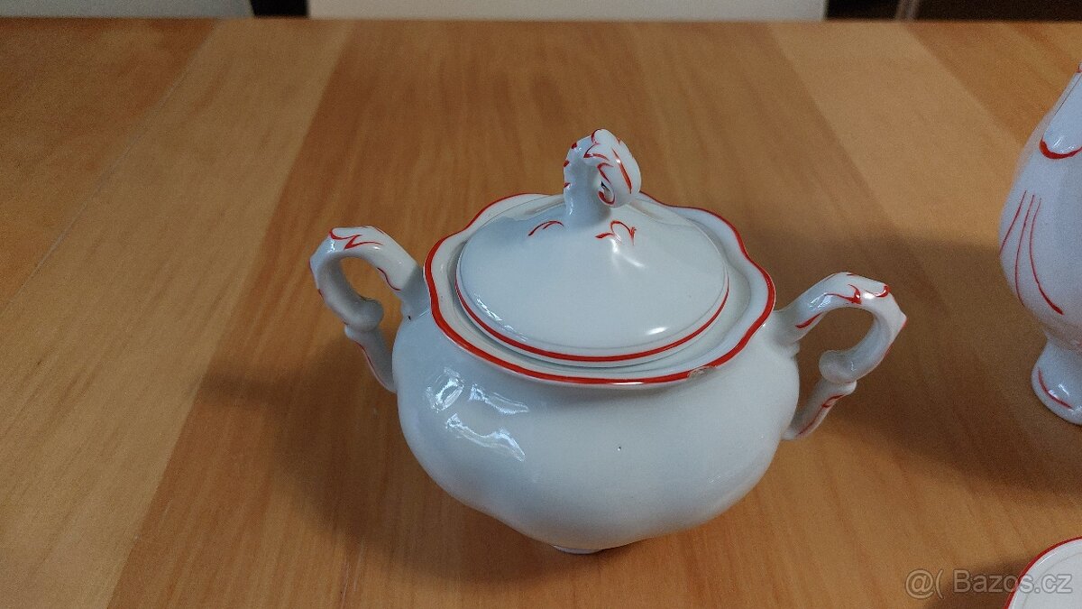 čajový servis Avignon Pirken Hammmer - červená linka - 2