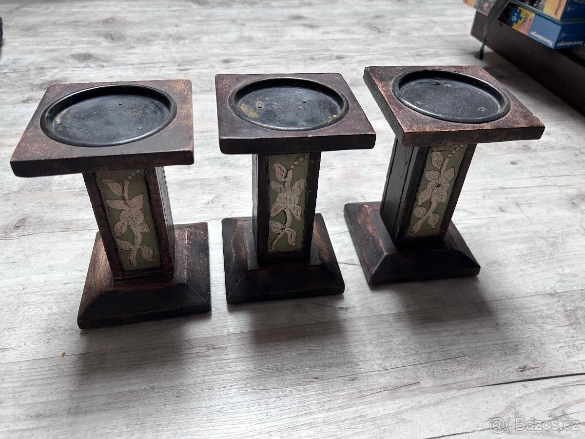 3x svícen - masiv - 2