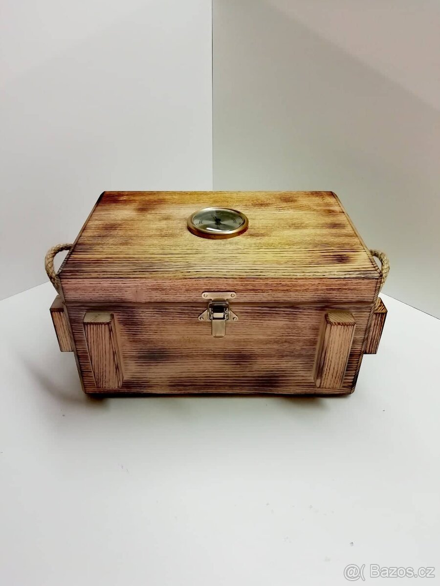 Nepoužívaný - opálený humidor s provazy - 2
