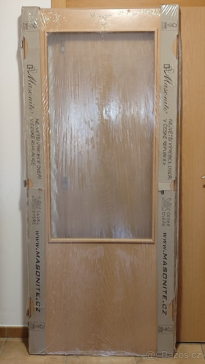 Dveře 80P buk, prosklené 2/3, Masonite - 2