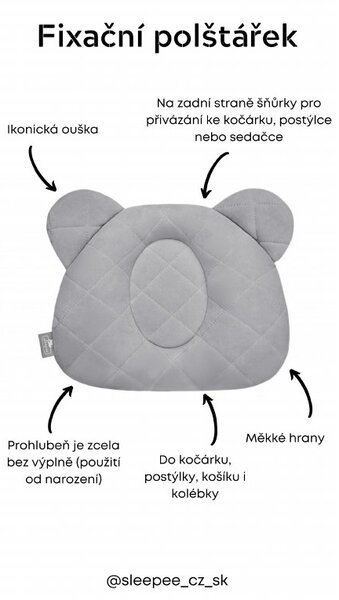 Fixační polštář Sleepee Royal Baby Teddy Bear šedá - 2