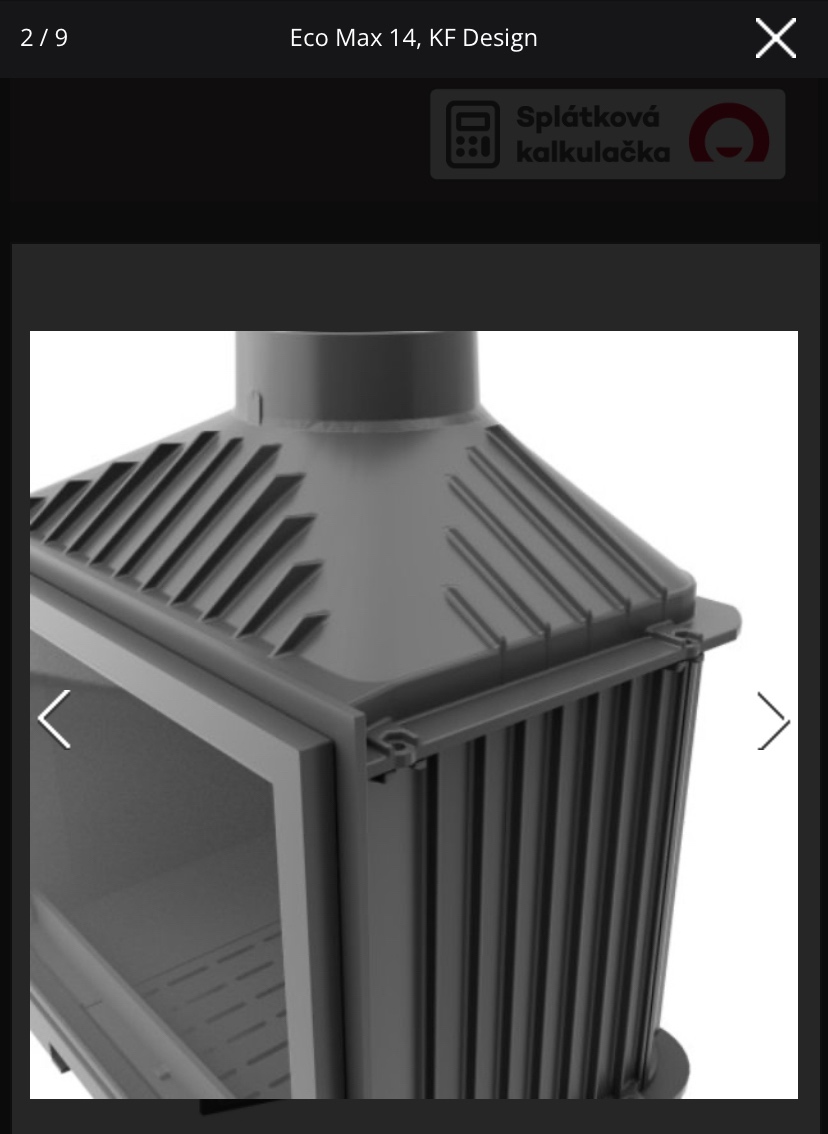 Celolitinová krbová vložka s velkým rovným prosklením. - 2