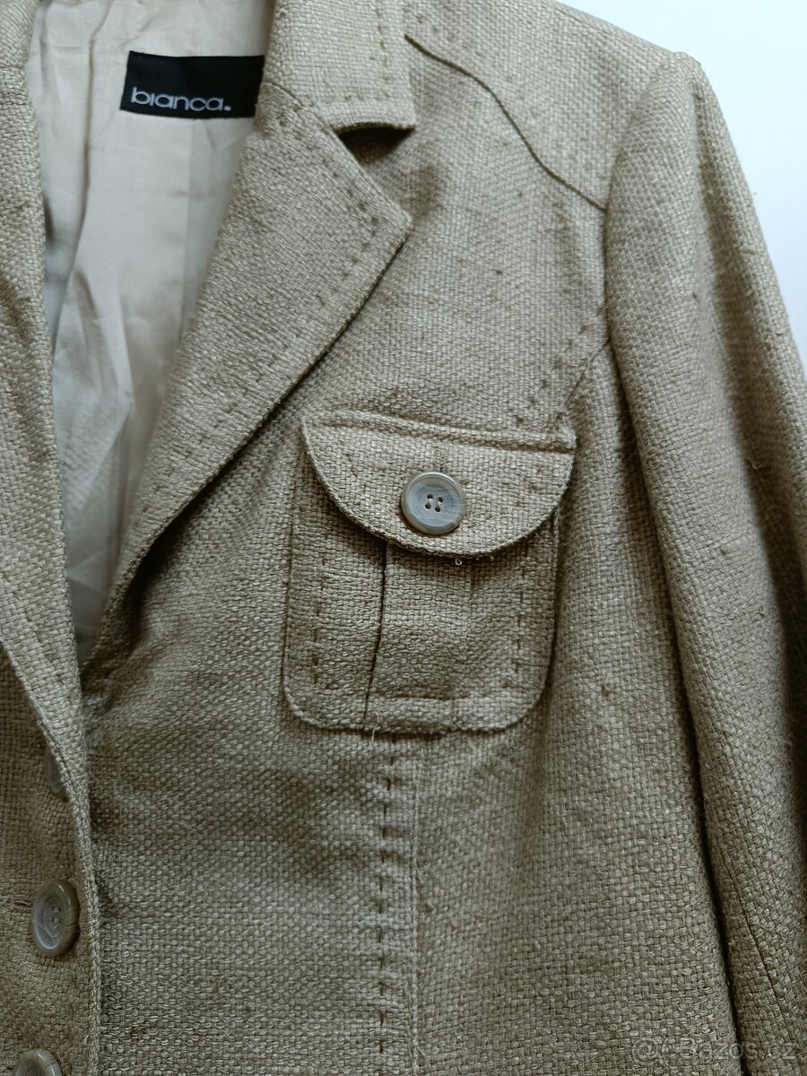 Dámské béžové hedvábné sako, vel. L - 2