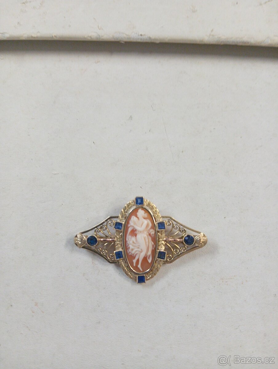 Luxusni zlatá brož-art-deco - 2