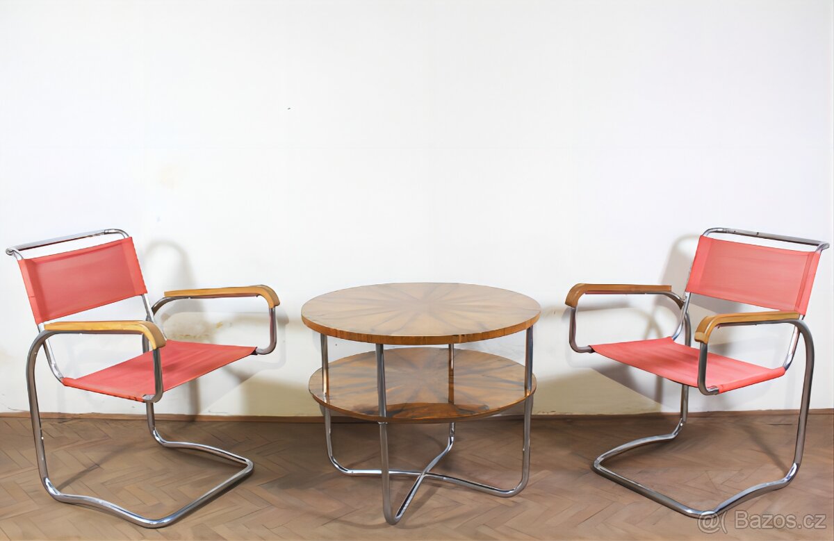 křesla H-80 + stolek,Jindřich Halabala - 2