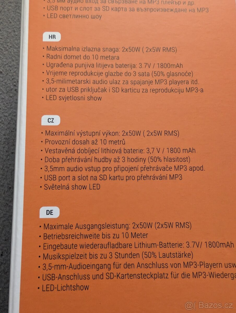 BLUETHOTH REPRODUKTOR DENVER 208 BK NOVÝ - 2