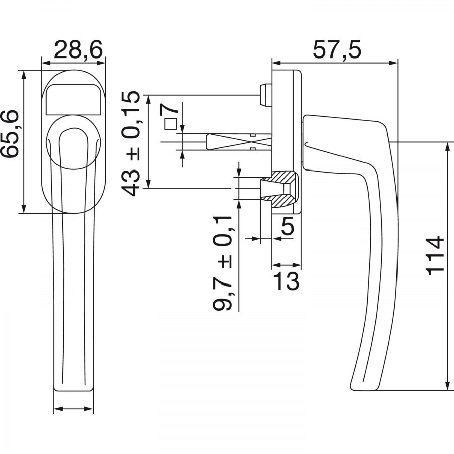 ROTO okenní klika ROTOLINE - 7 x 30 mm, hlin - 2