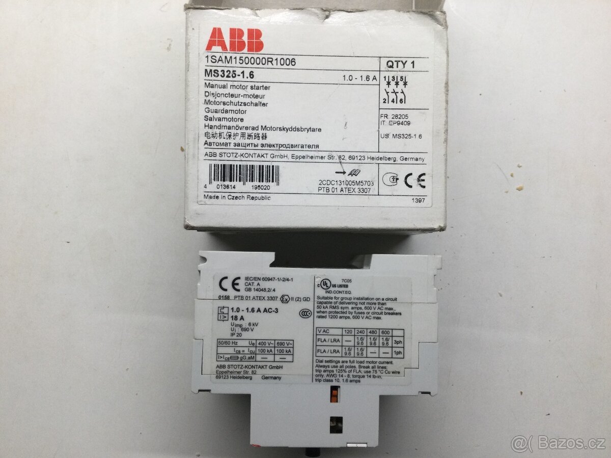 Motorový spouštěč/jistič ABB MS325-1.6 NOVÝ - 2