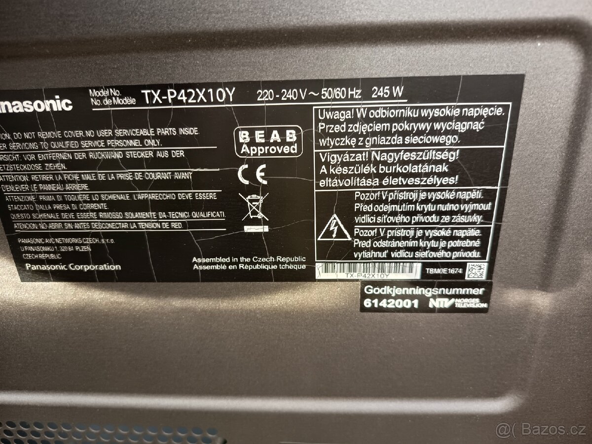 Televize Panasonic TXP42X10Y + Tesla TE 3000 - 2