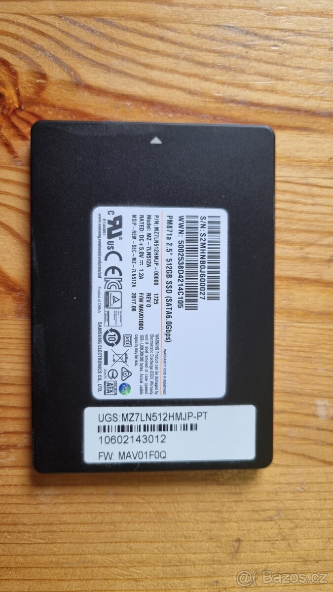 2× Samsung PM871a 512 GB SSD (Enterprise/OEM) - 2