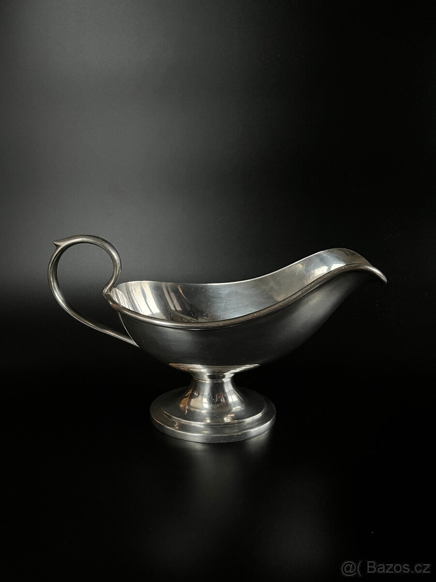 Starožitný alpakový omáčník s monogramem, WMF - 2