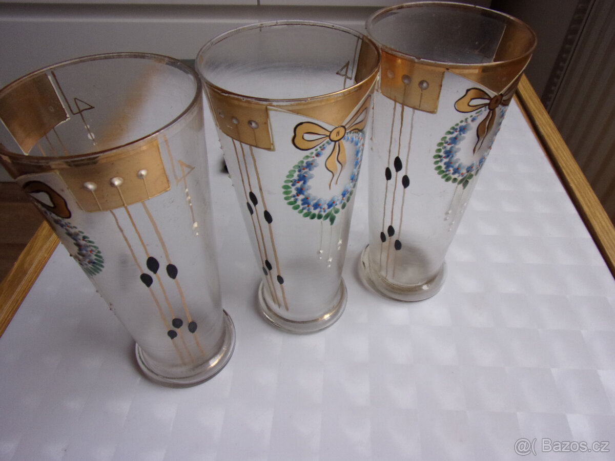 starobylé pozlacené sklenice - 2
