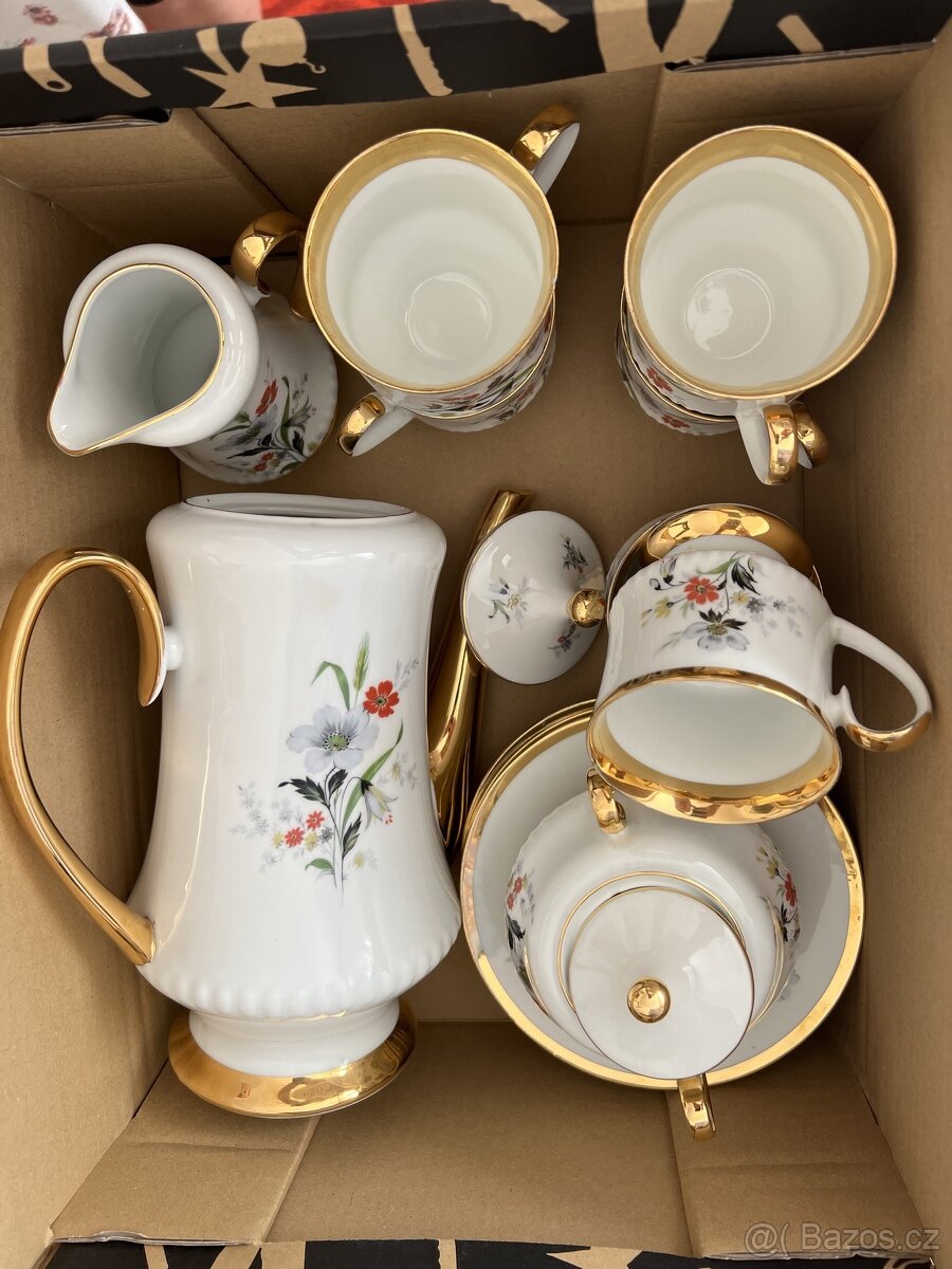 Ručně malovaný kávový servis - český porcelán - 2