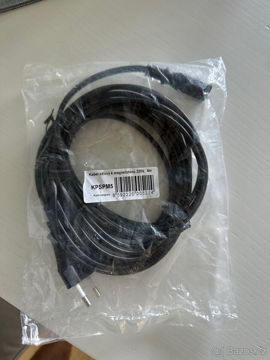 Prodám Kabel síťový k magnetofonu 220V, 5m – KPSPM5 (nový) - 2