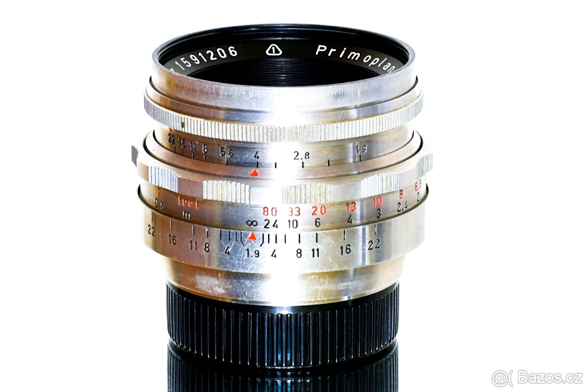 Meyer Primoplan 1,9/58 RED V M42 14-lamelový TOP STAV - 2