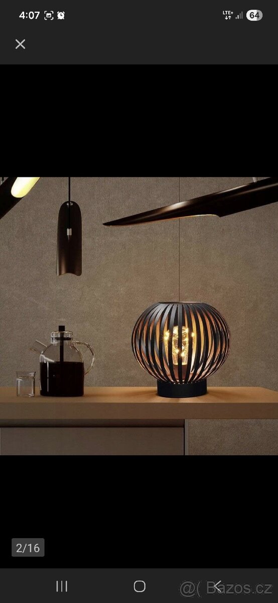 Kovová Kulatá led lampička 19cm barva měď - 2