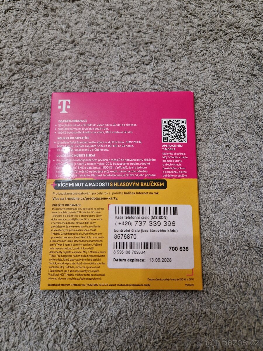 Předplacená karta od T-mobile - 2