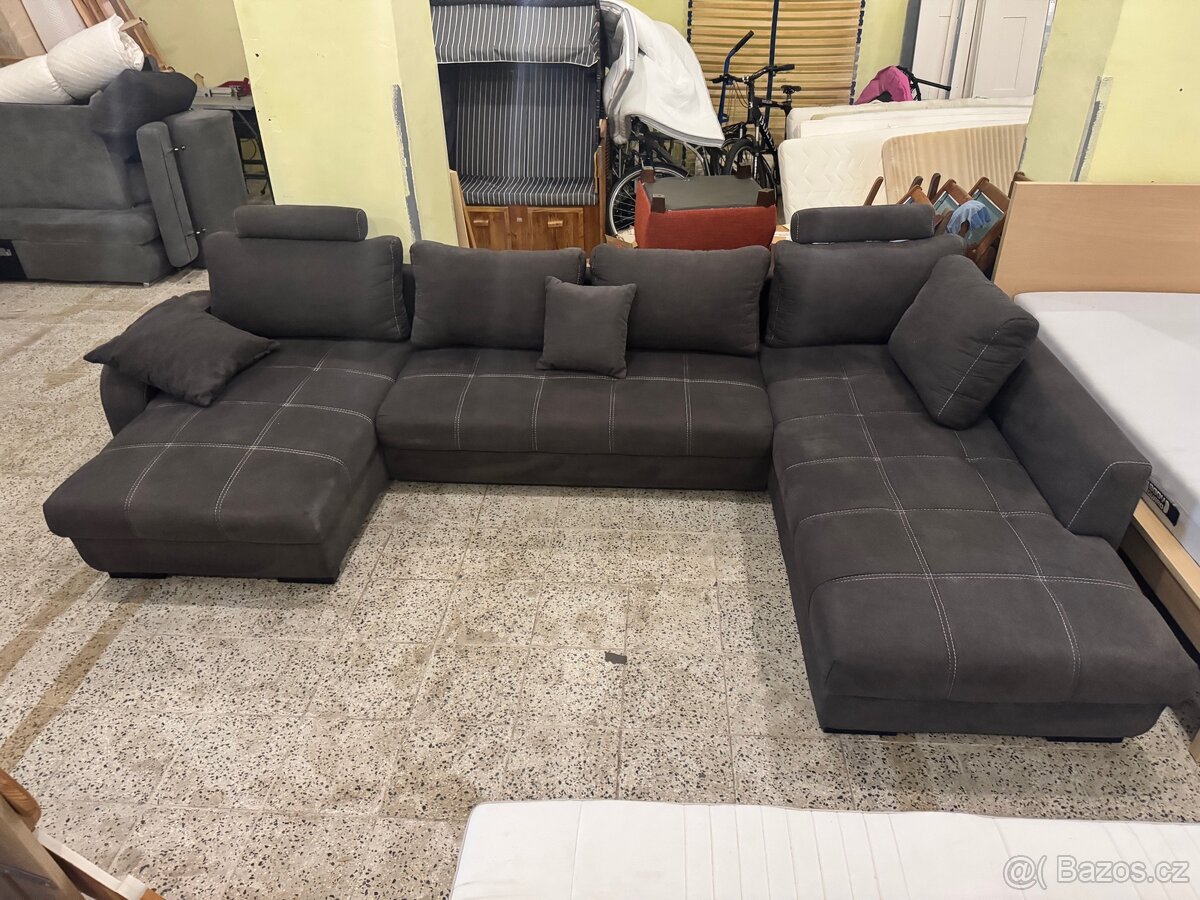 Kvalitní hnědá veliká sedací souprava ROZKLÁDACÍ - 2