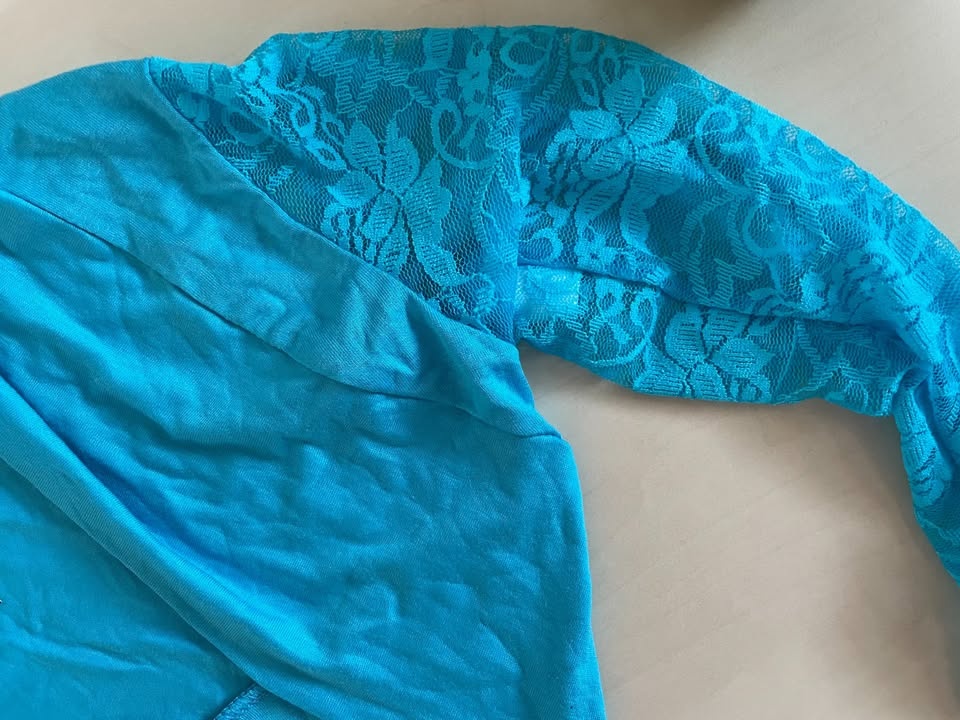 Nové modré bolerko s krajkou, vel uni XS/M, Italia Moda - 2