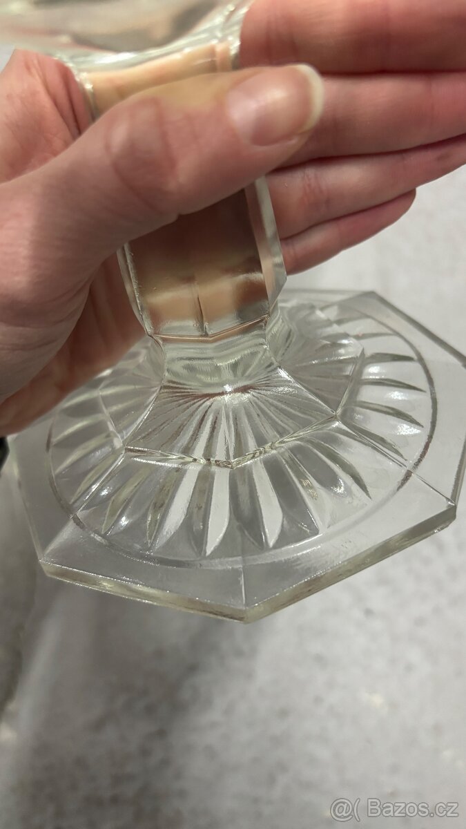 Skleněná masivní broušená mísa - 2