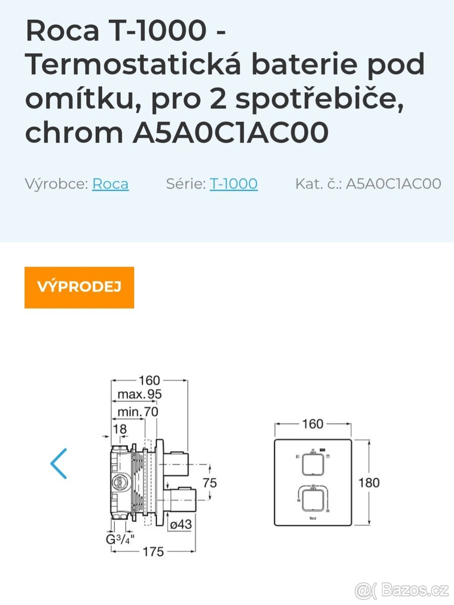 Podomitková baterie Roca pro 2 spotřebiče - 2