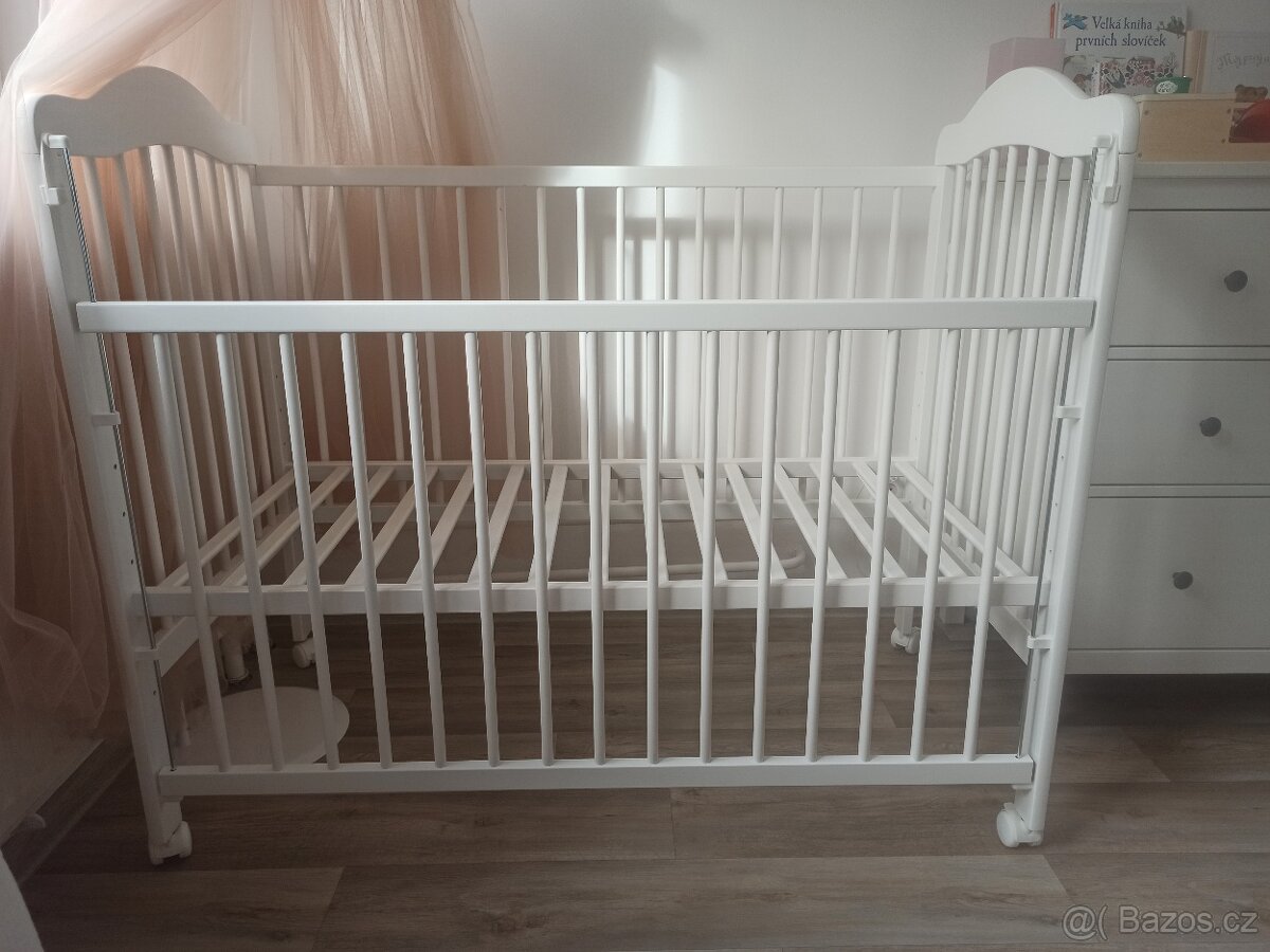 Detska postylka z borovicového dreva, baldachyn,mantinel,lze - 2