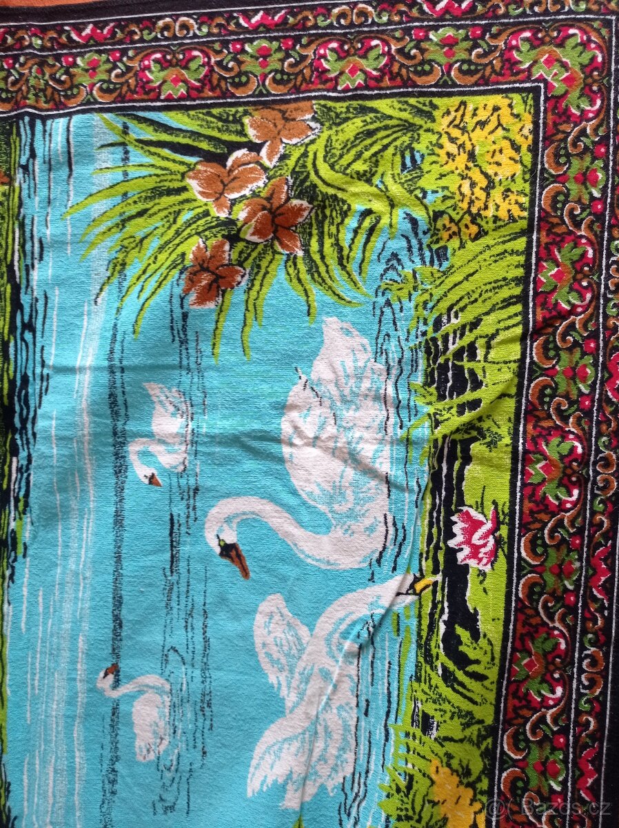 Retro textilní obraz Labutí jezero - 2