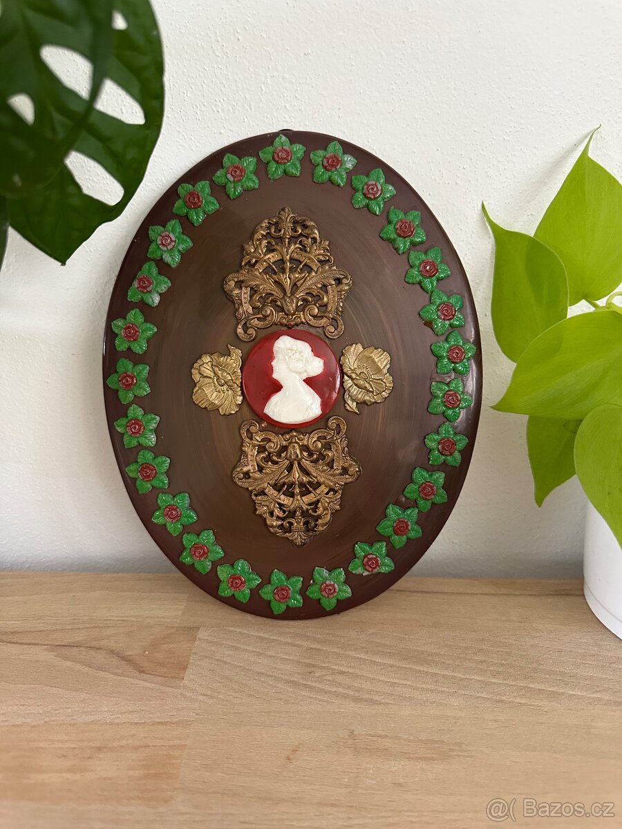 Starožitná kamej plastika/obraz porcelán - 2