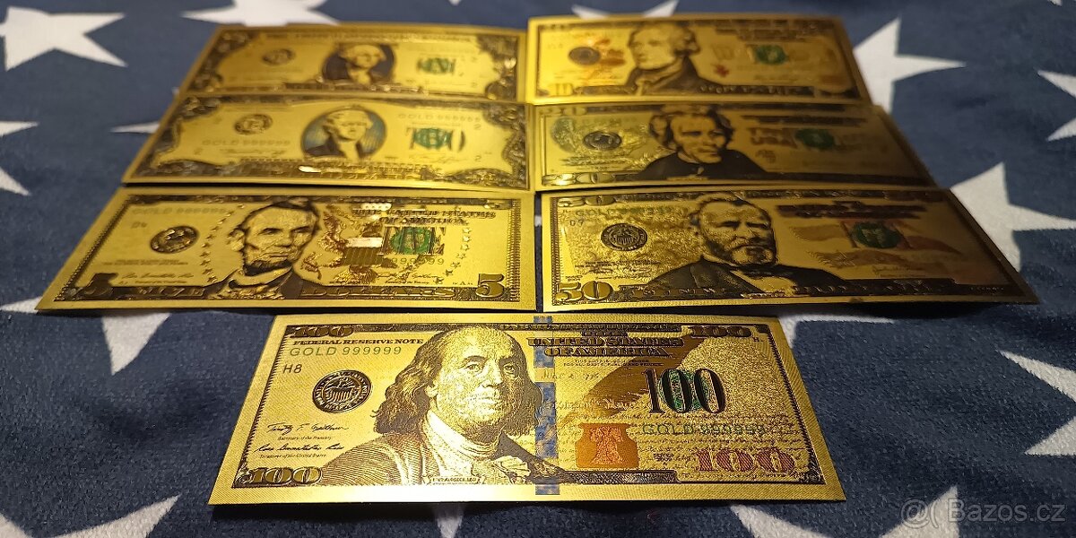 Kompletní sbírka pozlacených USA dolarů. RARE - 2