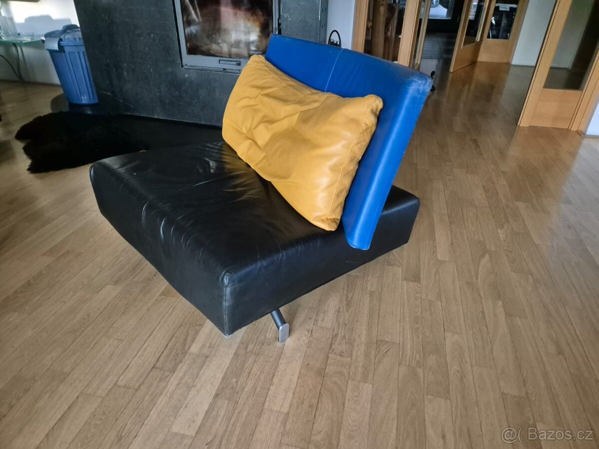 Designový celokožený gauč + křeslo– originální kus z výstavy - 2