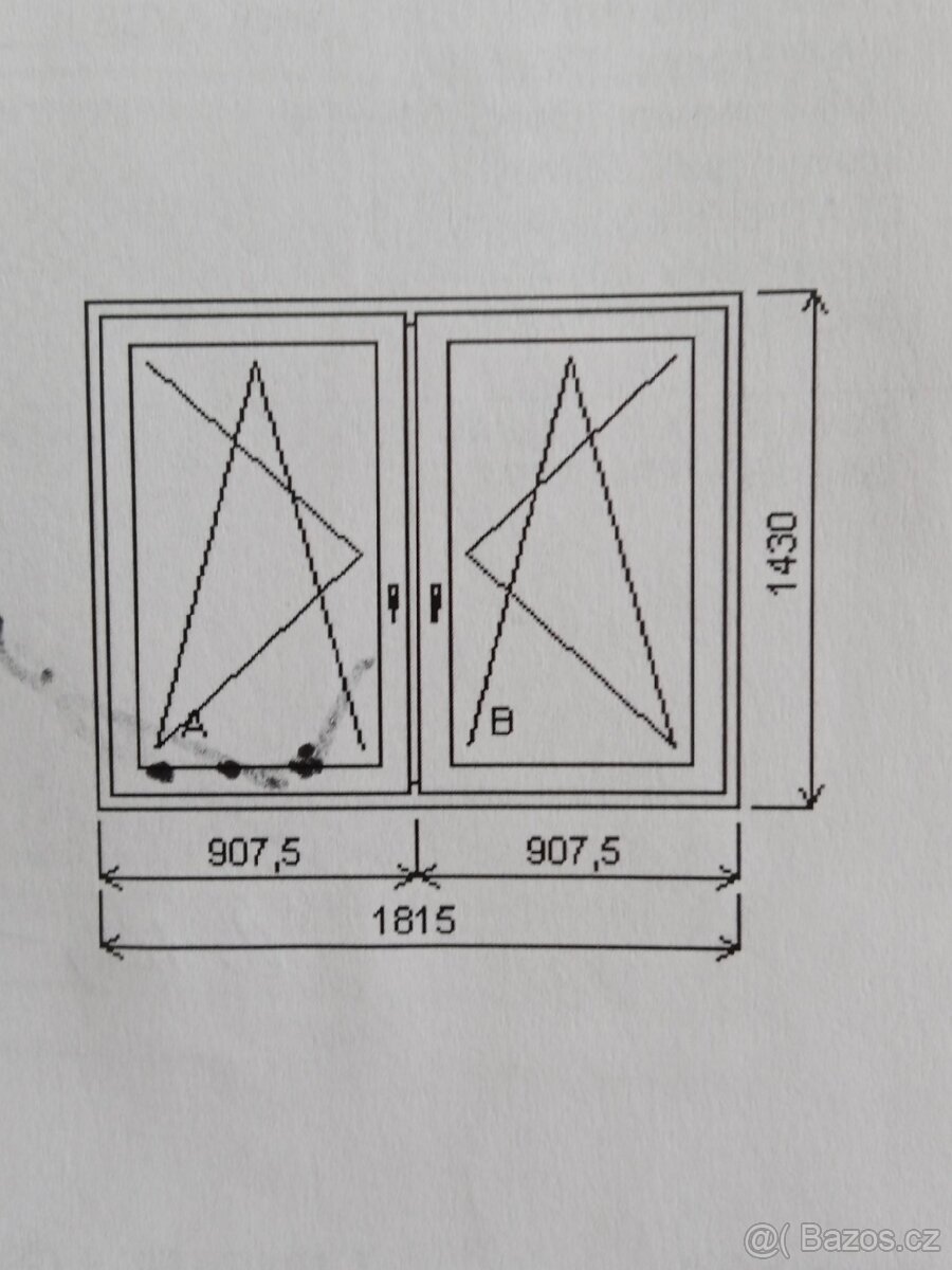 Dvojdílné okno se sloupkem pozice 152 - 2