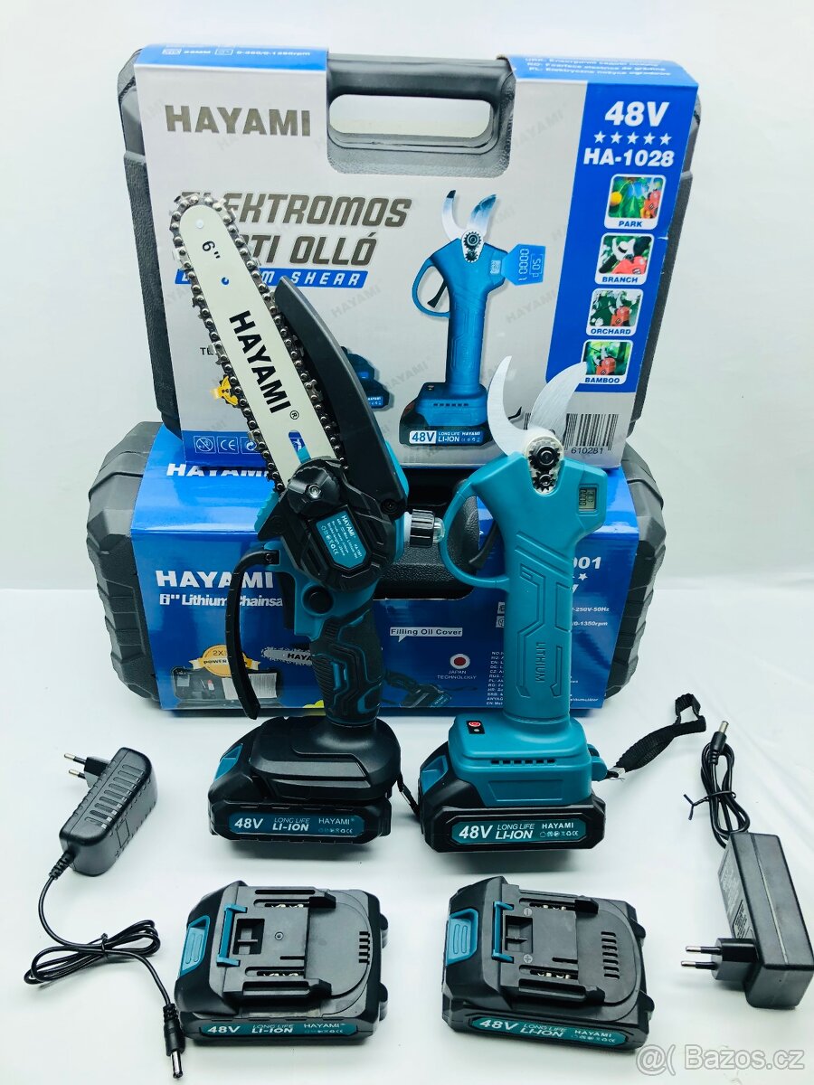 2v1 Aku nůžky + Aku pila + 4x baterie a příslušenství - 2