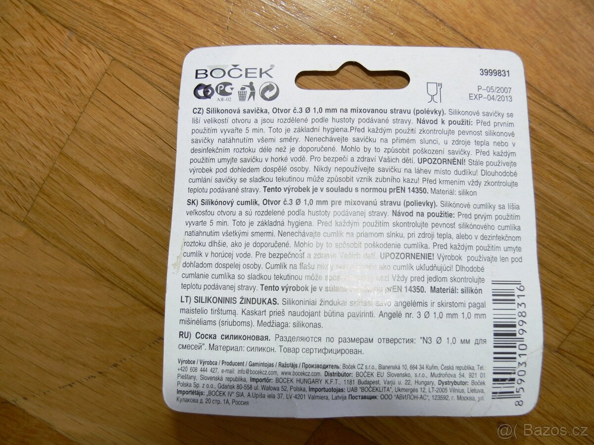 BOČEK silikonová savička (). - 2
